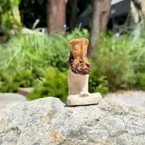 Sitting Zen Monk Clay Figurine-Hand-sculpted from natural clay, a peaceful piece of aesthetic decor for your tea table