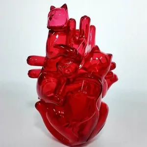 Cat Heart Sofubi-four distinct kitties merge to form a translucent human heart
