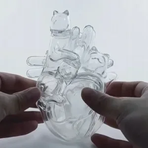 Cat Heart Sofubi-four distinct kitties merge to form a translucent human heart
