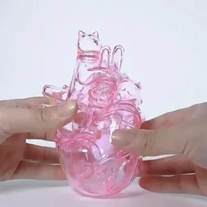 Cat Heart Sofubi-four distinct kitties merge to form a translucent human heart