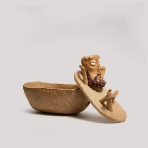 Bathing Zen Monk Clay Figurine-This handmade clay incense burner features a lounging monk blowing smoke from his mouth with an exaggerated, unbothered expression.