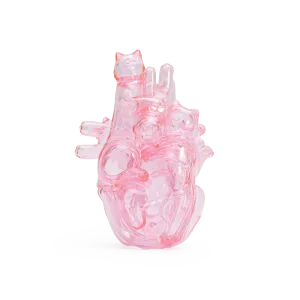 Cat Heart Sofubi-four distinct kitties merge to form a translucent human heart