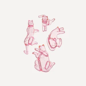 Cat Heart Sofubi-four distinct kitties merge to form a translucent human heart