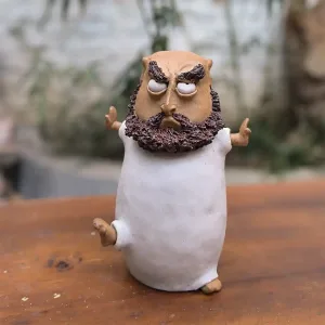 Kung Fu Zen Monk Clay Figurine-A piece of aesthetic decor that brings a touch of humor and Zen to your space