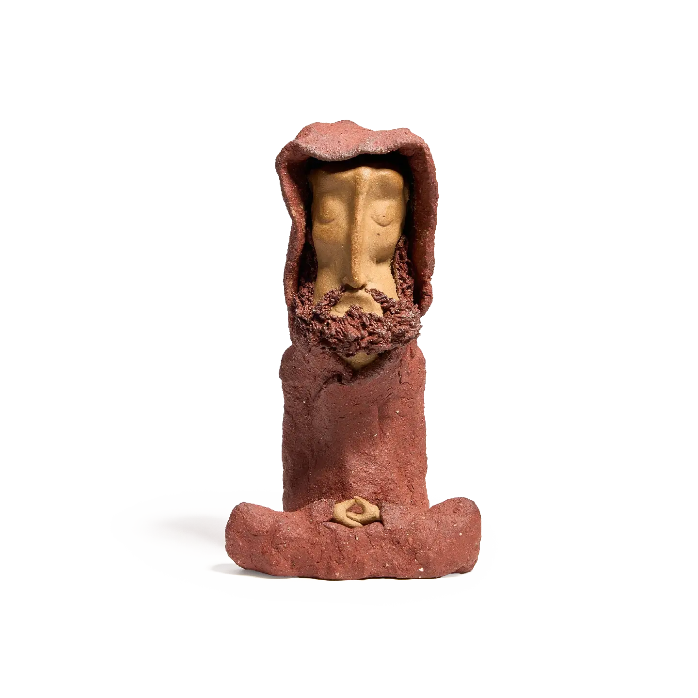 Meditating Zen Monk Clay Figurine-Hand-sculpted from natural clay, a peaceful piece of aesthetic decor for your tea table