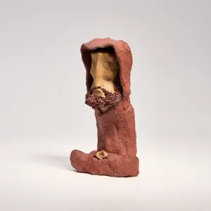 Meditating Zen Monk Clay Figurine-Hand-sculpted from natural clay, a peaceful piece of aesthetic decor for your tea table