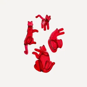 Cat Heart Sofubi-four distinct kitties merge to form a translucent human heart