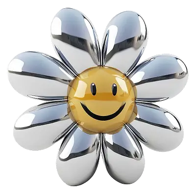 DumbDumbDelight silver smiley flower icon
