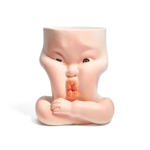 Whimsical Ceramic Cheeky Pinch Mug-this hand-painted mug features a chubby cheek being pinched in a gesture of affection