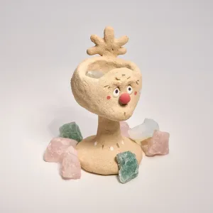 Classic Jester Nose Fragrance Holder-this handmade fragrance holder features a striking red clown nose and quirky expression
