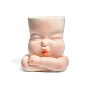 Whimsical Ceramic Smooch Mug-this hand-painted mug features a cute puckered face ready for a shy kiss.