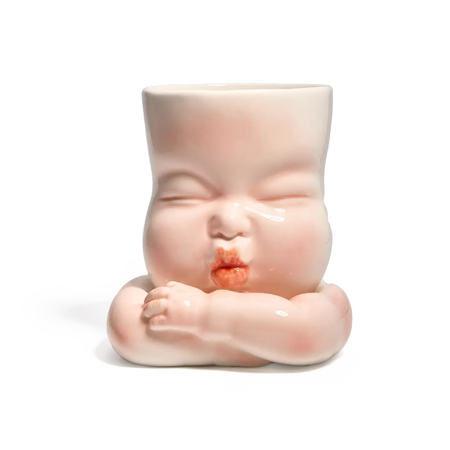 Whimsical Ceramic Smooch Mug-this hand-painted mug features a cute puckered face ready for a shy kiss.