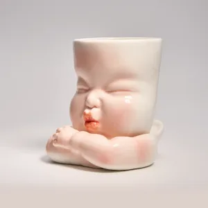 Whimsical Ceramic Smooch Mug-this hand-painted mug features a cute puckered face ready for a shy kiss.