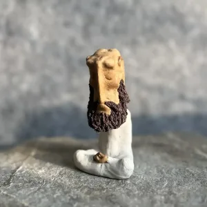 Sitting Zen Monk Clay Figurine-Hand-sculpted from natural clay, a peaceful piece of aesthetic decor for your tea table