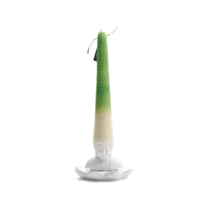 Whimsical Buddha Head Scented Candle-Featuring an exaggerated wax "hair" that extends from a joyful Buddha base.