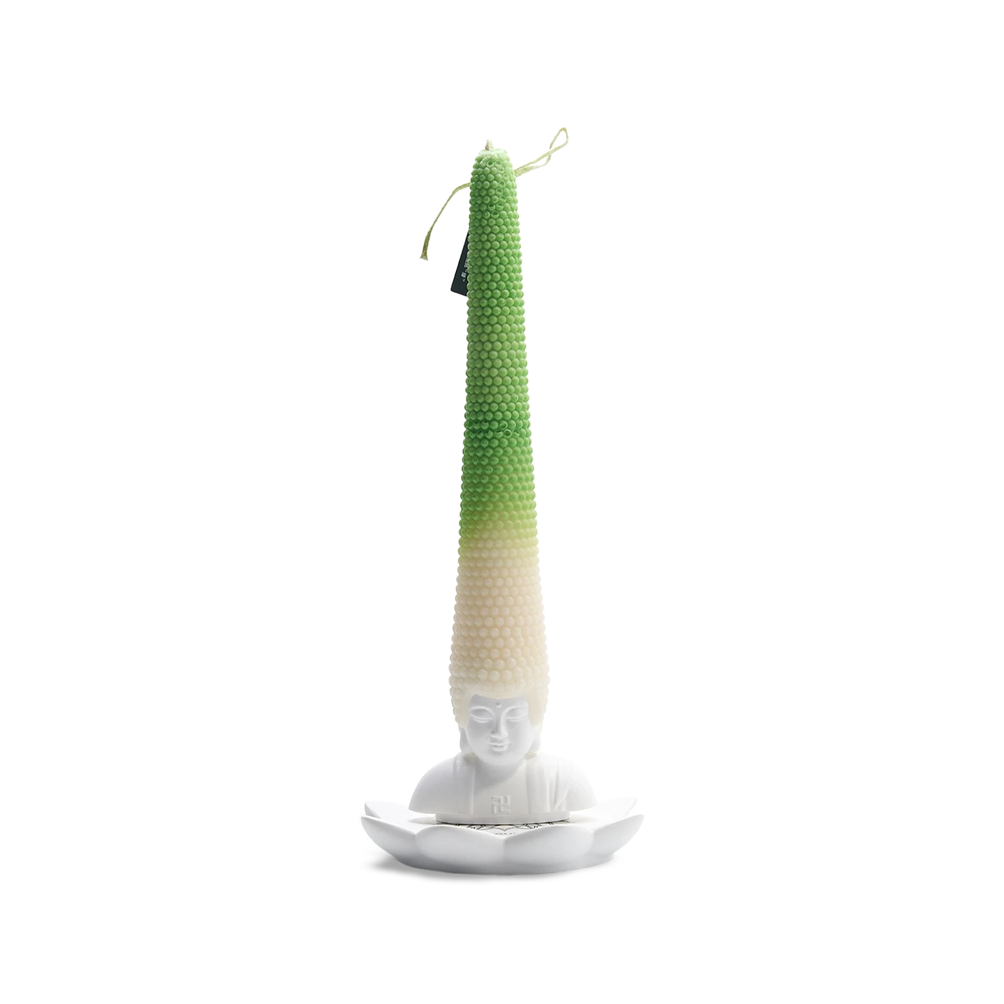 Whimsical Buddha Head Scented Candle-Featuring an exaggerated wax "hair" that extends from a joyful Buddha base.