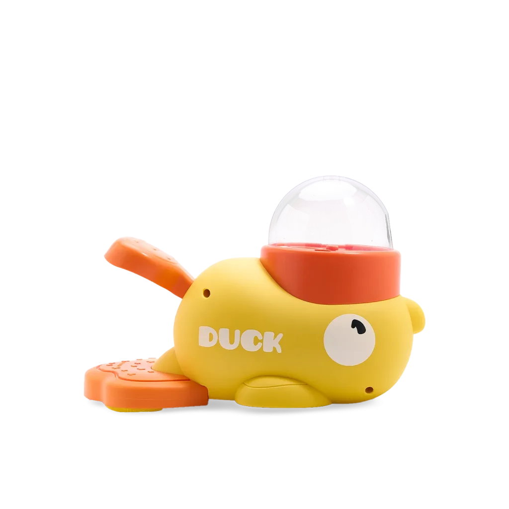Duck-Shaped Pet Puzzle Feeder-Turn mealtime into playtime with this interactive duck that dispenses treats when pressed