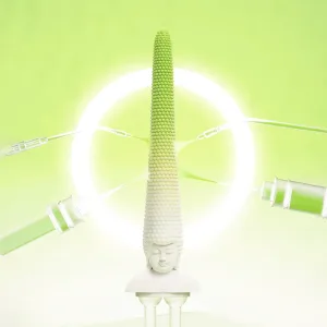 Whimsical Buddha Head Scented Candle-Featuring an exaggerated wax "hair" that extends from a joyful Buddha base.