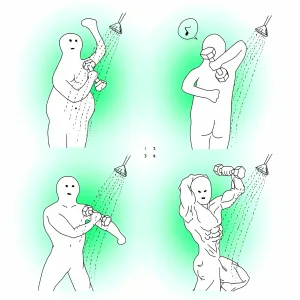 Dumbbell Soap-wash your body and "train" your biceps at the same time.