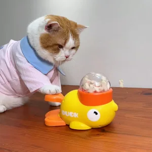 Duck-Shaped Pet Puzzle Feeder-Turn mealtime into playtime with this interactive duck that dispenses treats when pressed