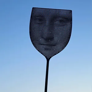 Mona Lisa Pop Art Fly Swatter-A functional fly swatter cleverly disguised as a piece of Pop Art, featuring the subtle, pixelated smile of the Mona Lisa