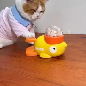 Duck-Shaped Pet Puzzle Feeder-Turn mealtime into playtime with this interactive duck that dispenses treats when pressed