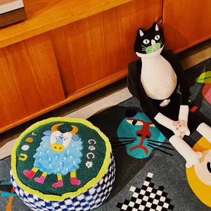 Tuxedo Cat Plush Body Pillow-Modeled after a real stray cat adopted by the designer