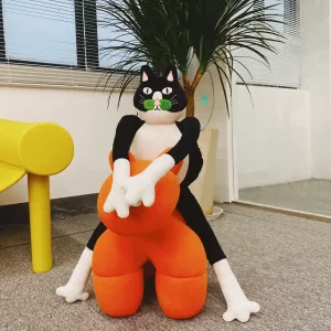Tuxedo Cat Plush Body Pillow-Modeled after a real stray cat adopted by the designer