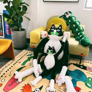 Tuxedo Cat Plush Body Pillow-Modeled after a real stray cat adopted by the designer