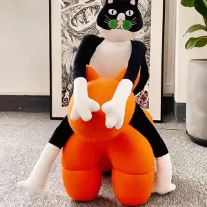 Tuxedo Cat Plush Body Pillow-Modeled after a real stray cat adopted by the designer