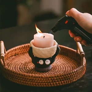 Ceramic Soot Sprite Candle Holder-Handcrafted from coarse pottery to capture the texture of a hardworking spirit.