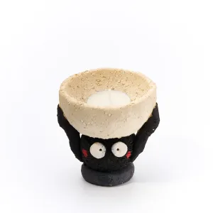 Ceramic Soot Sprite Candle Holder-Handcrafted from coarse pottery to capture the texture of a hardworking spirit.