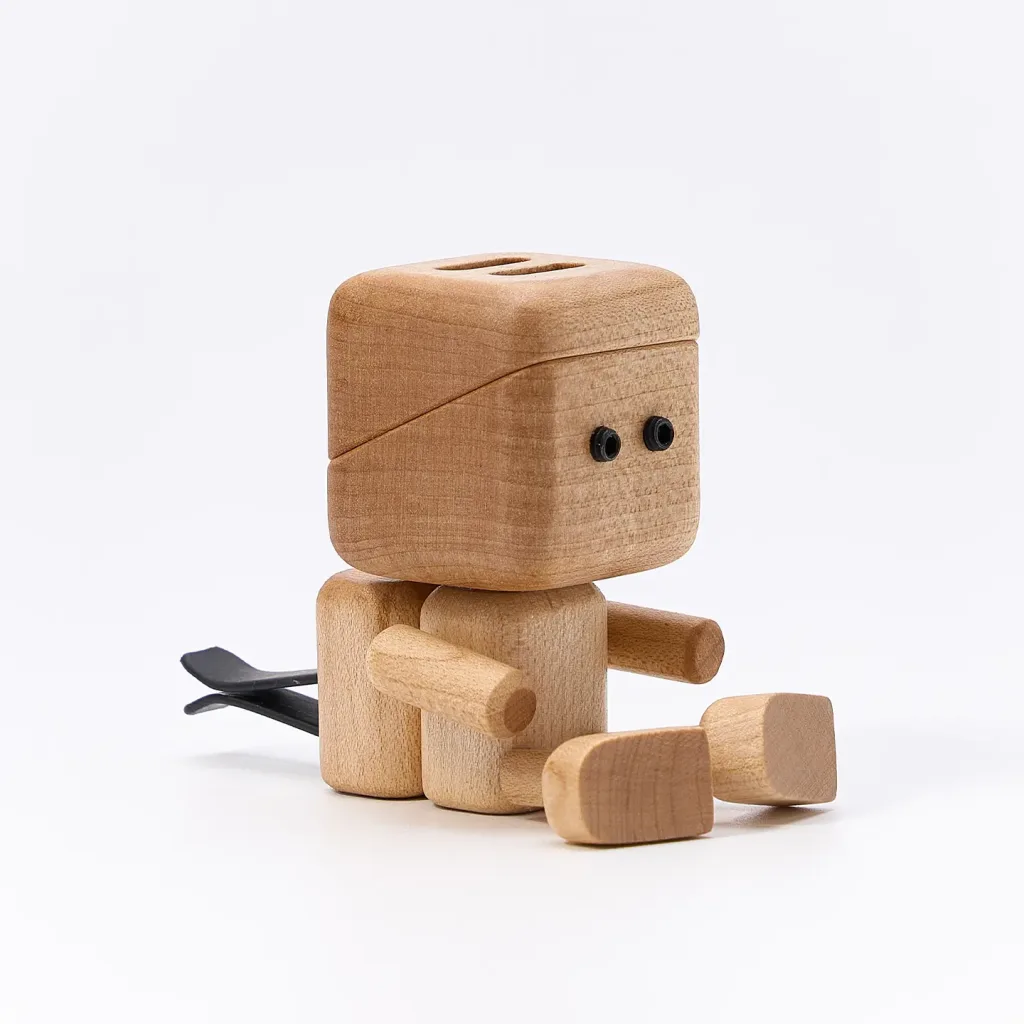Shaking Wooden Man Car Vent Figurine-Powered by the breeze from your A/C and the rhythm of the road, this little wooden guy swings his legs in a happy, endless loop.