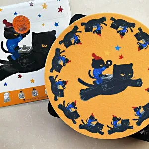 Retro DJ Cat Vinyl Slipmat-this feline spins hypnotically along with your favorite tracks