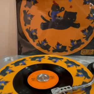 Retro DJ Cat Vinyl Slipmat-this feline spins hypnotically along with your favorite tracks