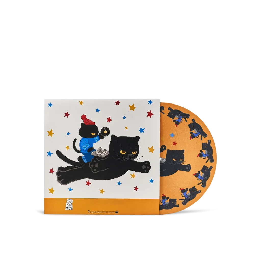Retro DJ Cat Vinyl Slipmat-this feline spins hypnotically along with your favorite tracks
