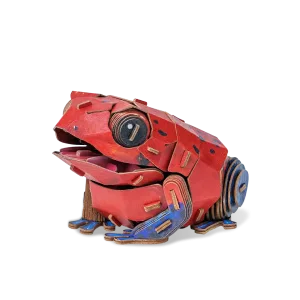 Strawberry Poison Dart Frog Paper Model-Bring the rainforest to your desk by assembling this vibrant, lifelike frog from 127 pieces of eco-friendly kraft paper