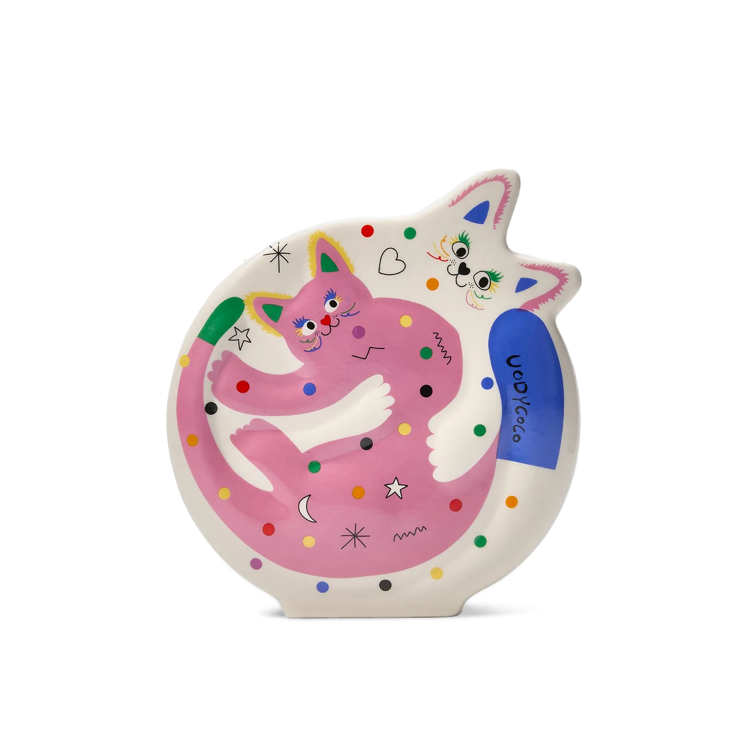 Hugging Cats Vase – colorful ceramic cat vase for quirky home decor