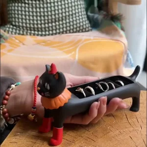 Vintage Circus Cat Jewelry Box-Brings the whimsical charm of a vintage carnival to your vanity while guarding your treasures.